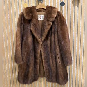 natural real brown Mink fur coat